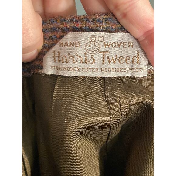 Harris Tweed Pencil Skirt Vintage Brown Blue Fabulous Classic Elegance Sz 12 M - Picture 7 of 9
